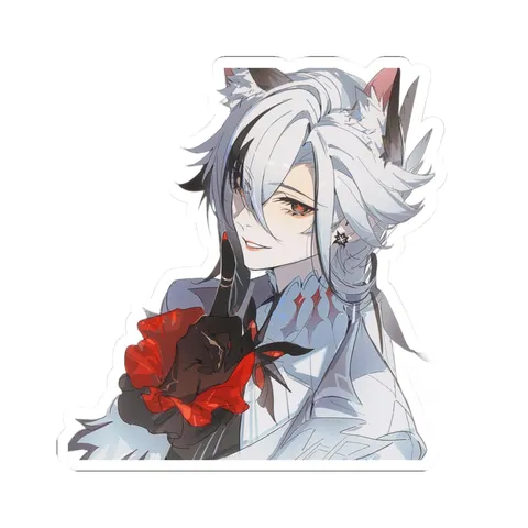 Arlecchino Holding Flower — Kiss-Cut sticker