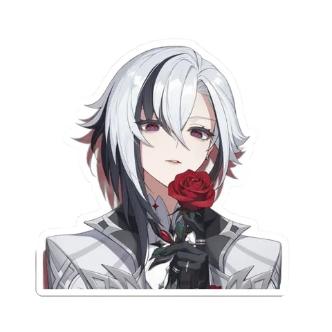 Arlecchino Holding Rose — Kiss-Cut sticker