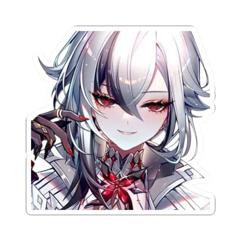 Arlecchino White Hair — Kiss-Cut sticker