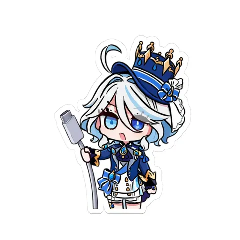 Chibi Furina Unplugs Charger — Kiss-Cut sticker