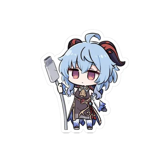 Chibi Ganyu Unplugs Charger — Kiss-Cut sticker