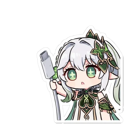 Chibi Nahida Unplugs Charger — Kiss-Cut sticker