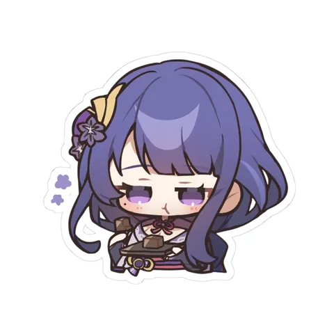 Chibi Raiden Shogun Eating Chocolate — Kiss-Cut sticker