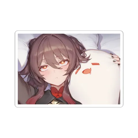 Hu Tao In Bed — Kiss-Cut sticker
