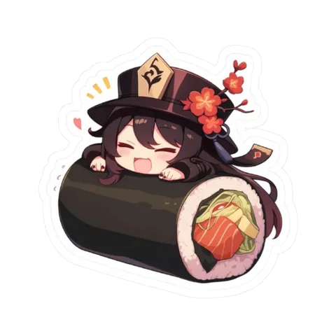 Hu Tao Sushi Roll — Kiss-Cut sticker