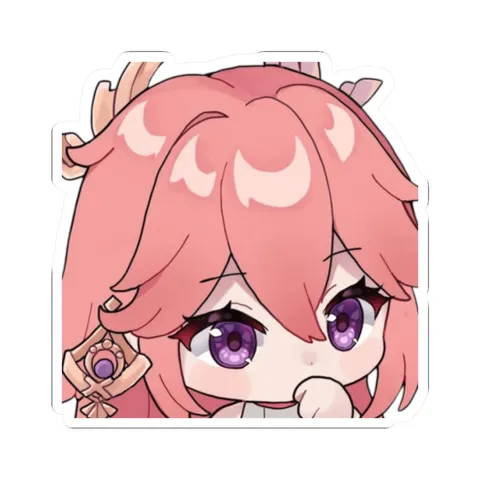 Thinking Yae Miko — Kiss-Cut sticker
