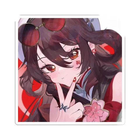 Hu Tao Cherry Blossom Accessory — Kiss-Cut sticker