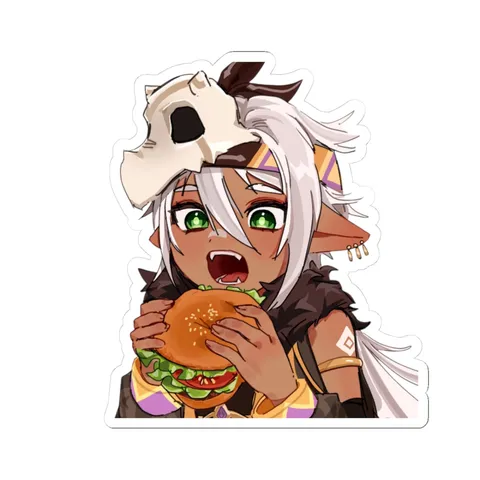 Iansan Eating Burger — Kiss-Cut sticker