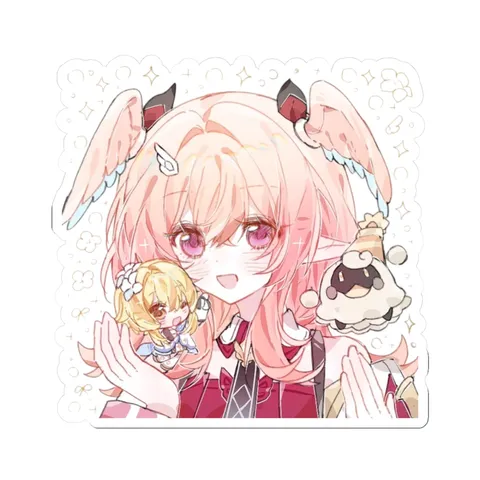 Linnea Holding Plushies — Kiss-Cut sticker