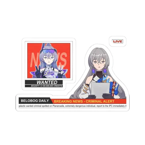Bronya and Silverwolf Breaking News — Kiss-Cut sticker