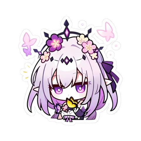 Chibi Castorice Playing With Butterfly — Kiss-Cut sticker