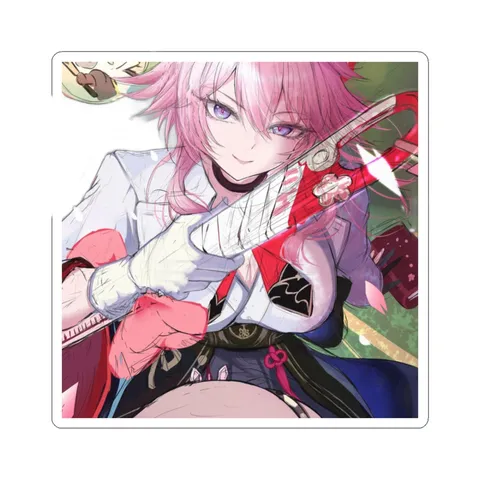 Evanescia Pink Hair Weapon — Kiss-Cut sticker