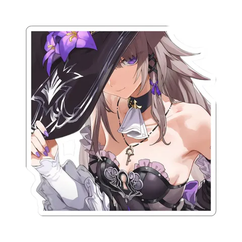 Herta Purple Flower Hat — Kiss-Cut sticker