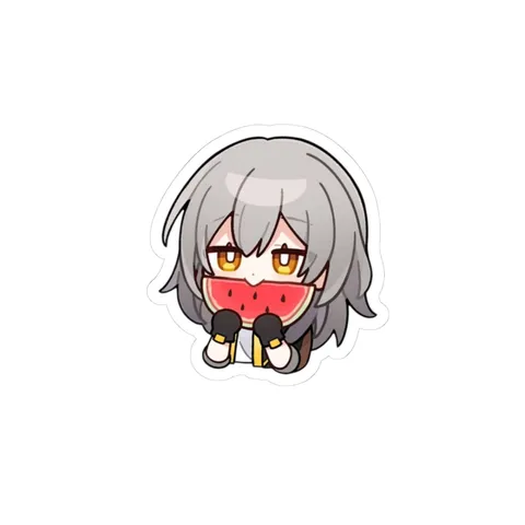 Chibi Stelle Eating Watermelon — Kiss-Cut sticker
