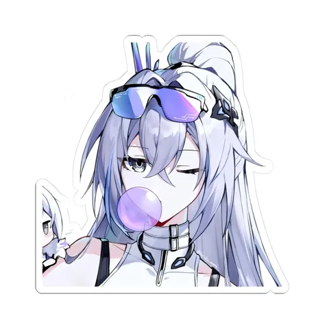 Silver Wolf Blowing Bubble Gum — Sticker sticker