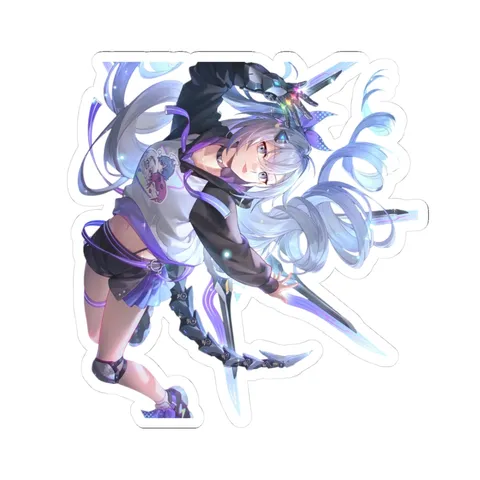 Silver Wolf Curly Hair — Kiss-Cut sticker