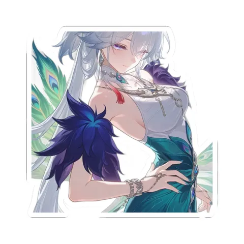 Yao Guang Peacock Dress — Kiss-Cut sticker