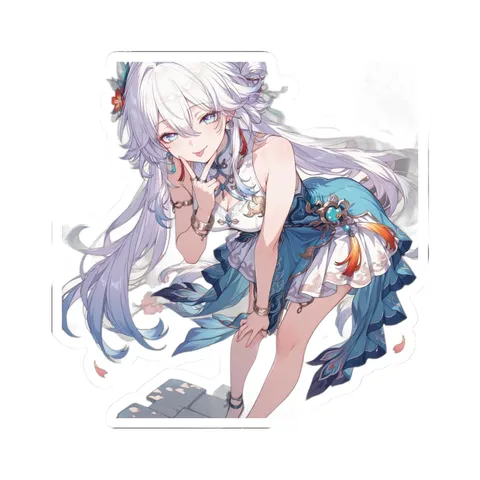 Yao Guang White Blue Dress — Kiss-Cut sticker