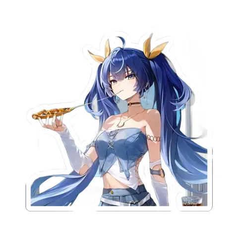 Iuno Eating Pizza (2) — Kiss-Cut sticker