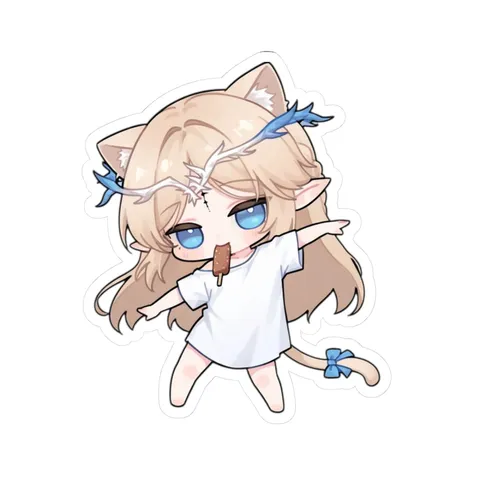 Chibi Cartethyia Holding Ice Cream — Kiss-Cut sticker