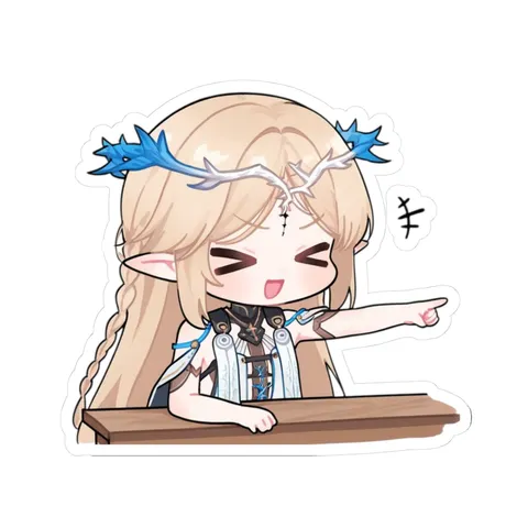 Chibi Cartethyia Points And Laughs — Kiss-Cut sticker