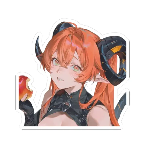 Orphie Eating Apple — Kiss-Cut sticker