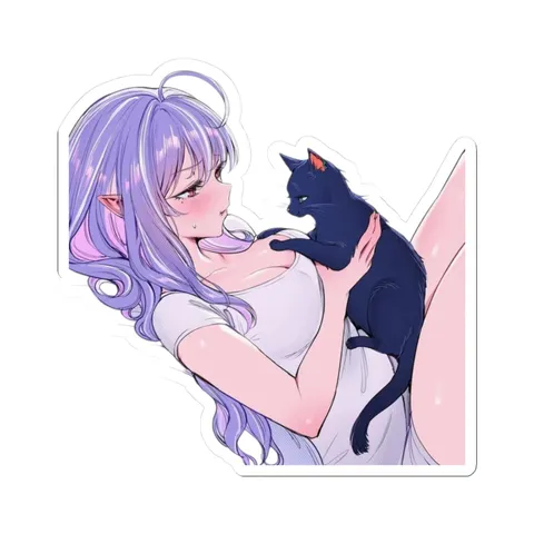 Vivian Holding A Cat — Kiss-Cut sticker