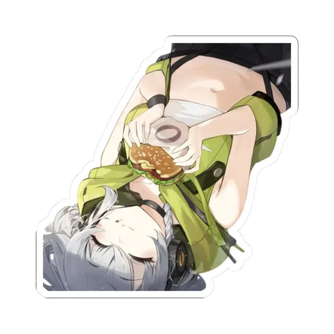 Anby Eating Burger Upside Down — Sticker sticker