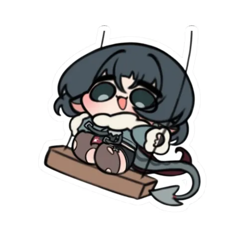 Chibi Jane Doe On Swing — Kiss-Cut sticker