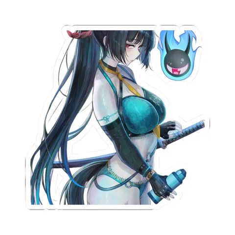 Hoshimi Miyabi Holding Katana — Kiss-Cut sticker