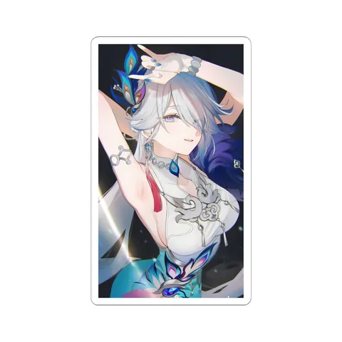 Yao Guang Peacock Feather Hairpiece sticker