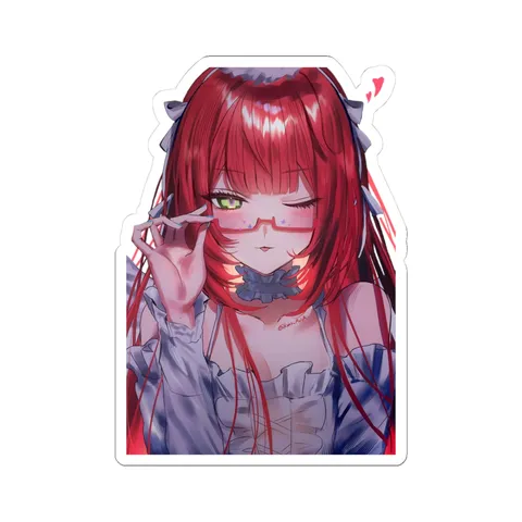 Ukinami Yuzuha Red Framed Glasses — Sticker sticker