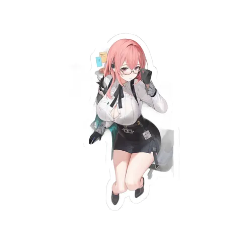 Tsukishiro Yanagi White Shirt Black Skirt sticker