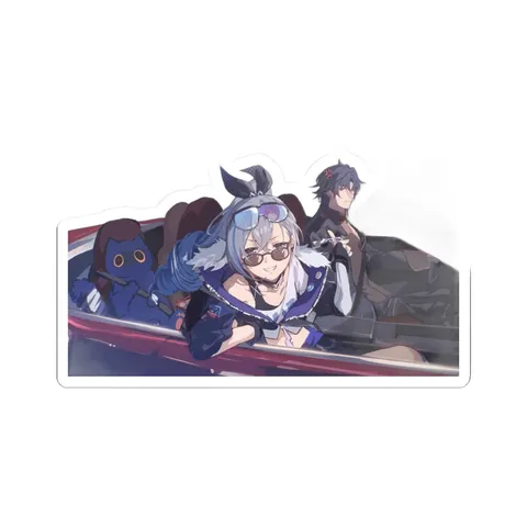 Silver Wolf Blade Riding In Car — Sticker sticker
