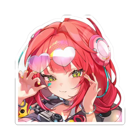 Ukinami Yuzuha Heart Sunglasses And Headphones — Sticker sticker